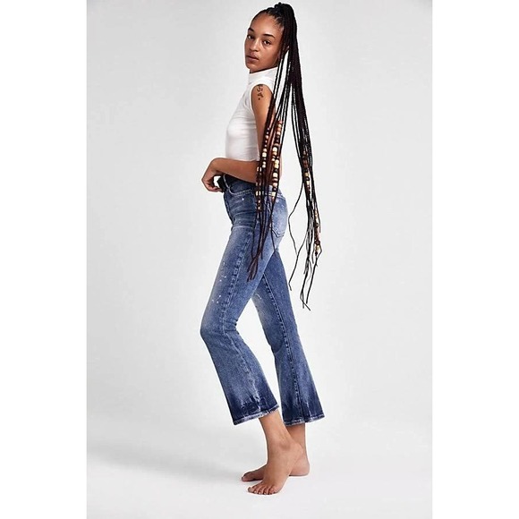We The Free Denim - Free People Womens Phoenix Crop Flare Jeans Size 26 Boho Festival Hippie